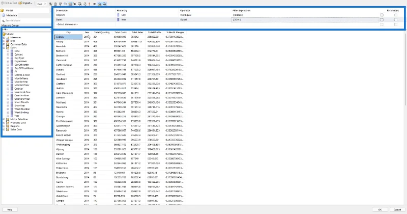 Selvstudium til Report Builder: Sorter og filtrer data i sideinddelte rapporter