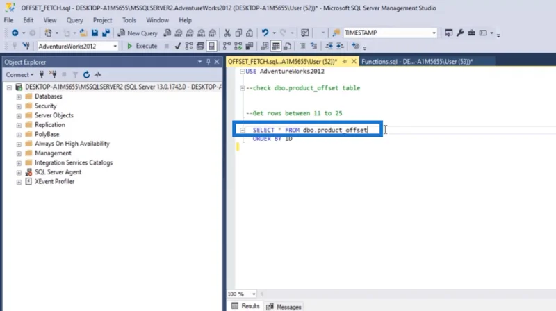 SQL-tietojen purkaminen OFFSETin ja FETCHin avulla