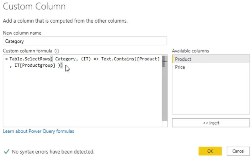 Sisäkkäiset lausekkeet: Power Query -ympäristöt