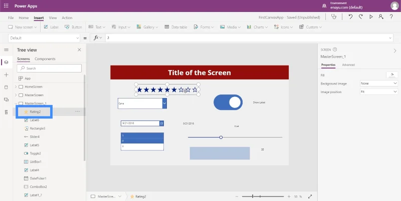Bemeneti elemek és használatuk a Power Apps-ben