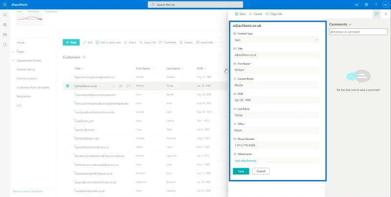 SharePoint-listeelement: Redigering av enkelt og flere elementer