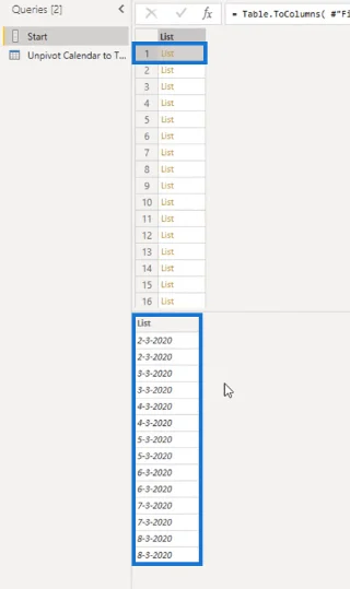 Forvandling af kalendertypelayout til tabelformat i LuckyTemplates ved hjælp af Query Editor