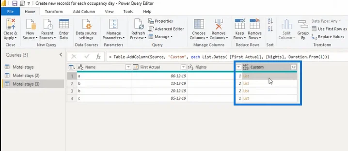 Power Query Lucky Templates |  Opprett nye poster basert på datofelt