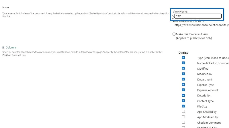 MS SharePoint-visninger |  Opprette og lagre