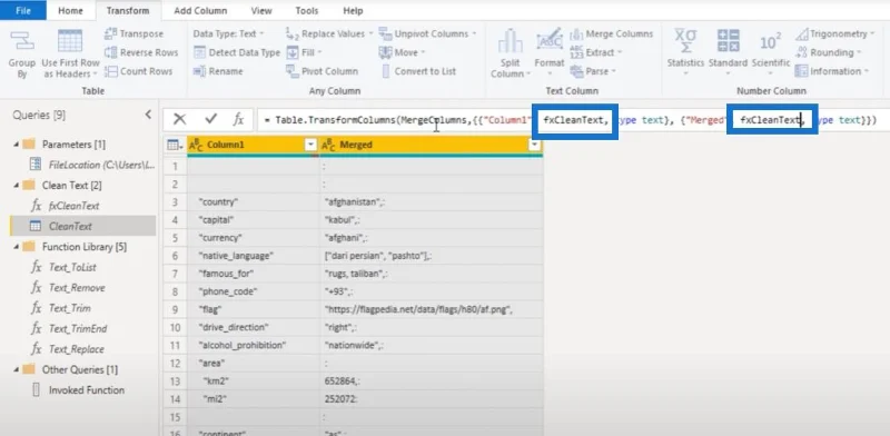 Opprette en tilpasset tekstrensefunksjon i Power Query