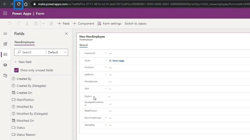 PowerApps-skjema: Legge til og endre felt