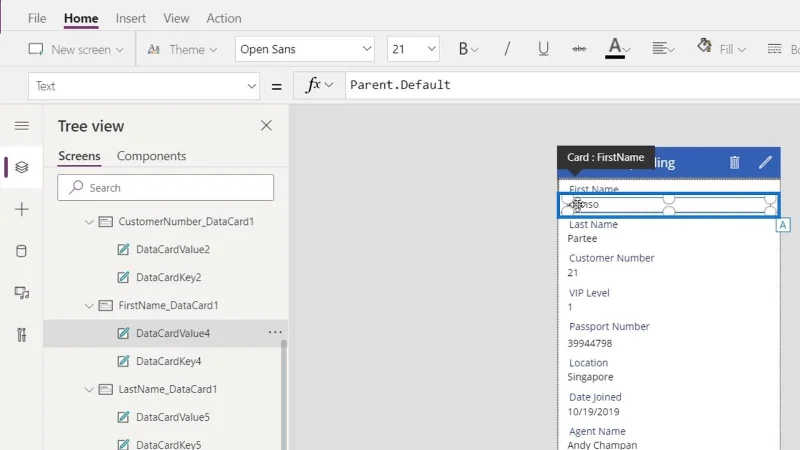 PowerApps-datakort og eiendomstildeling