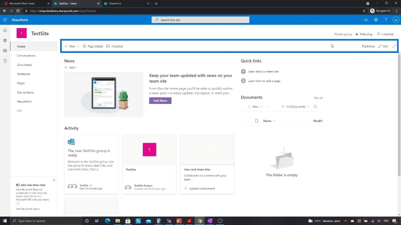 SharePoint-sivusto |  Asettelu ja valikko Esittely