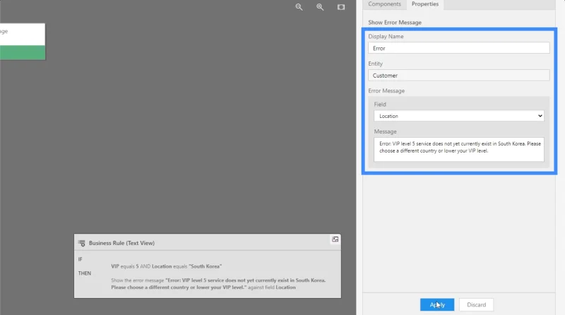 PowerApps forretningsregler og andre kraftige CDS-konsepter