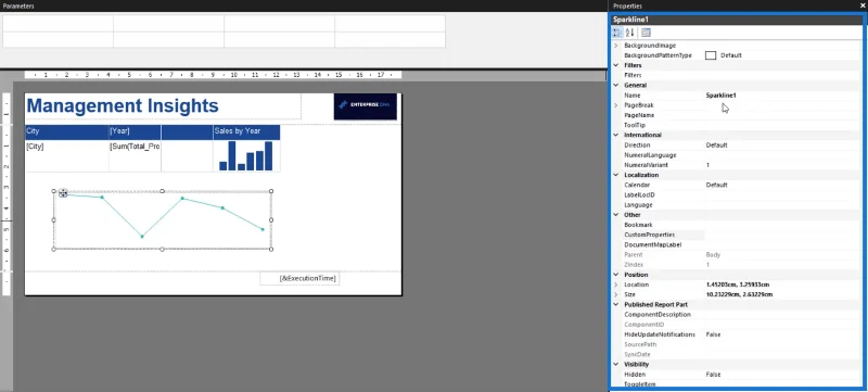 Lag et LuckyTemplates Sparkline-diagram i Report Builder