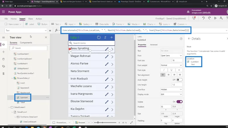 Príručka Microsoft Power Apps |  Kontrola chýb