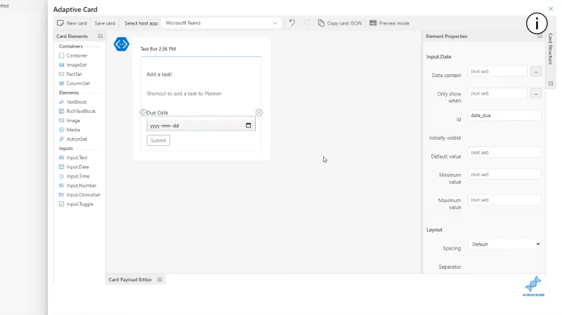 Adaptive kort i teams til at skabe genveje – Power Automate