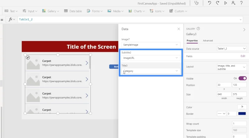 PowerApps-diagrammer, grafer og dynamiske bilder