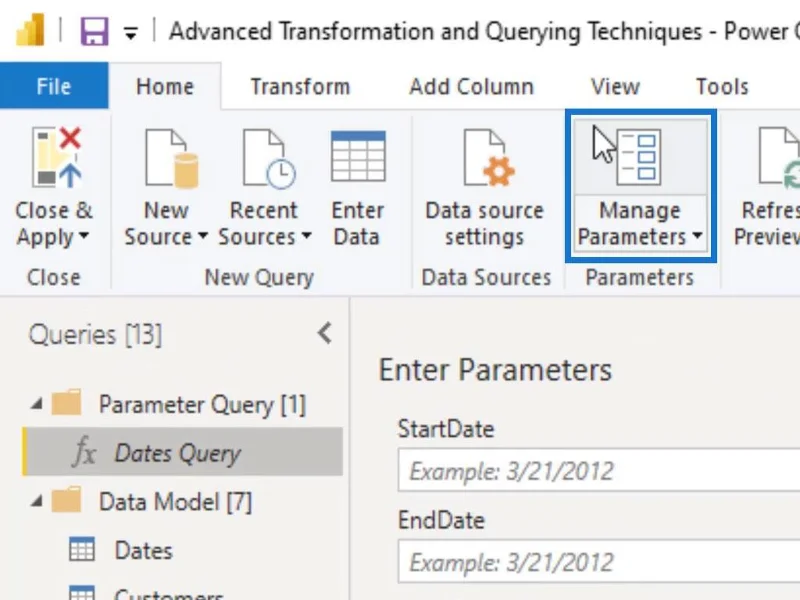 LuckyTemplates Parameters Via Query Editor