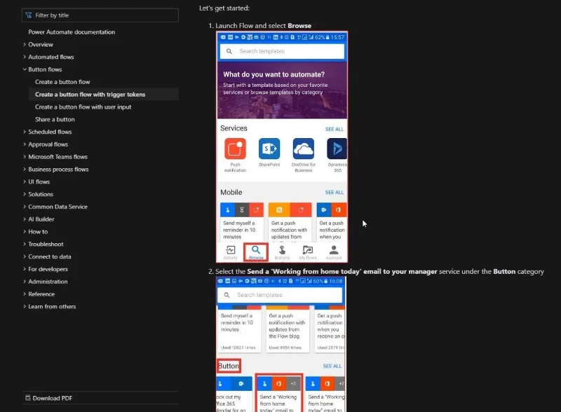 Painikevirtaus Microsoft Power Automatessa