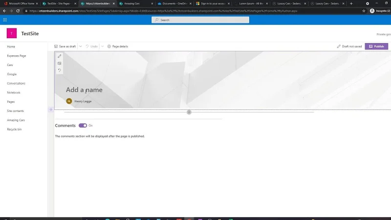 Vytvorenie stránky lokality SharePoint