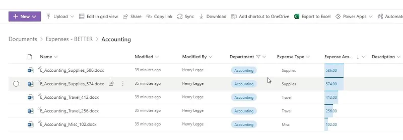 MS SharePoint-visninger |  Opprette og lagre