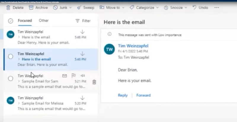 Send e-mails med LuckyTemplates & Power Automate Platform