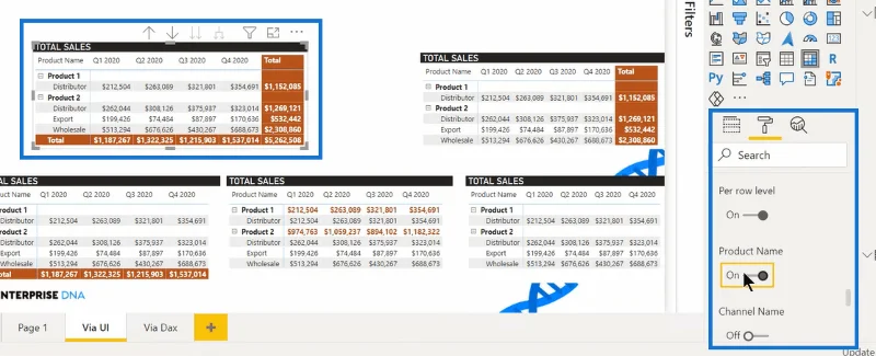 Matrix Visual LuckyTemplatesissa: Summien ja välisummien hallinta
