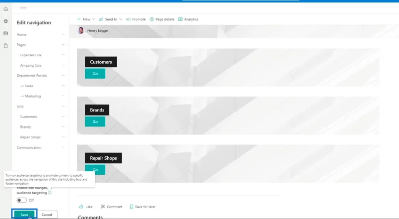 Tilføjelse af SharePoint List Navigation