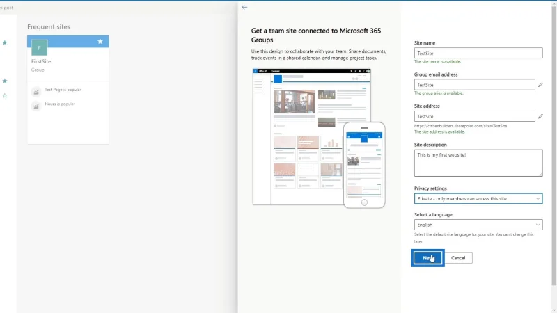 SharePoint Tutorial: Oprettelse af et nyt websted