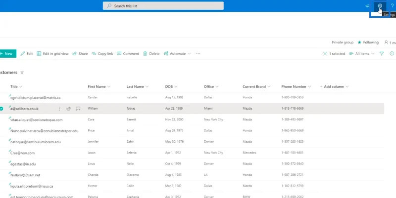 SharePoint-listeelement: Redigering av enkelt og flere elementer