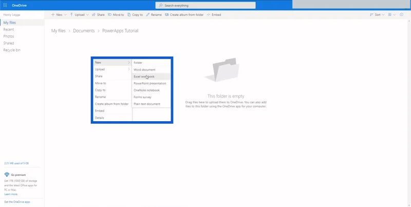 Power Apps-miljøoppsett: Koble til OneDrive og Google Drive