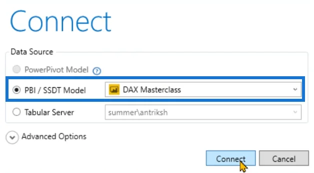 Koble DAX Studio til LuckyTemplates og SSAS