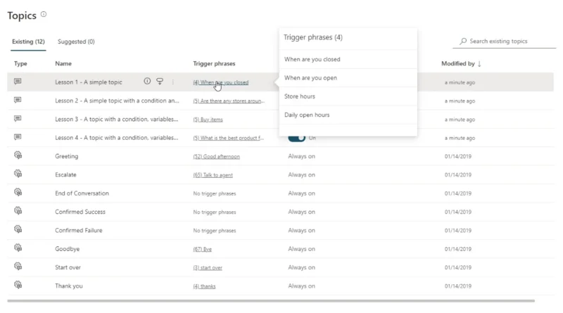 Power Virtual Agents |  Vaiheet chatbottien luomiseen