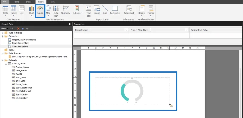 Luo Gantt-kaavio LuckyTemplates Report Builderissa