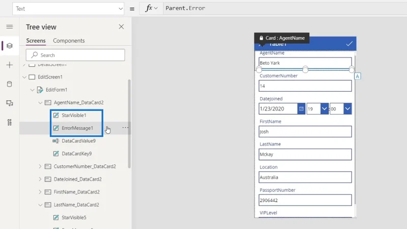 PowerApps-näyttö: muokkaaminen ja päivittäminen