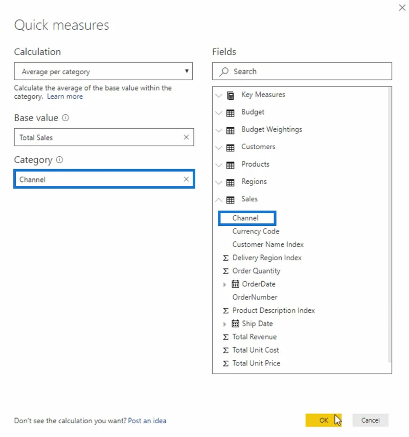 LuckyTemplates Quick Measure-funktion