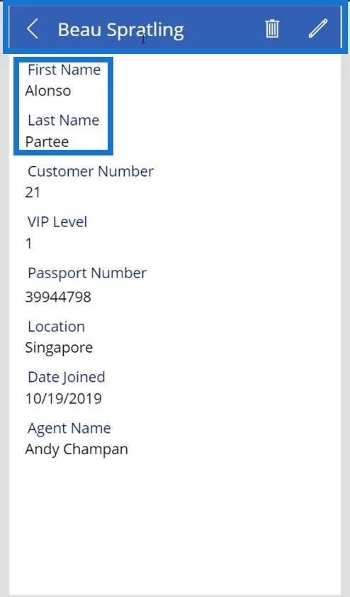 PowerApps-datakort og eiendomstildeling