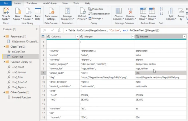Opprette en tilpasset tekstrensefunksjon i Power Query