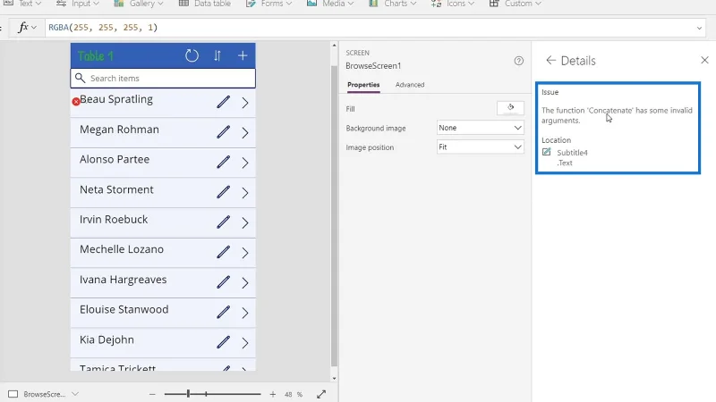 Príručka Microsoft Power Apps |  Kontrola chýb
