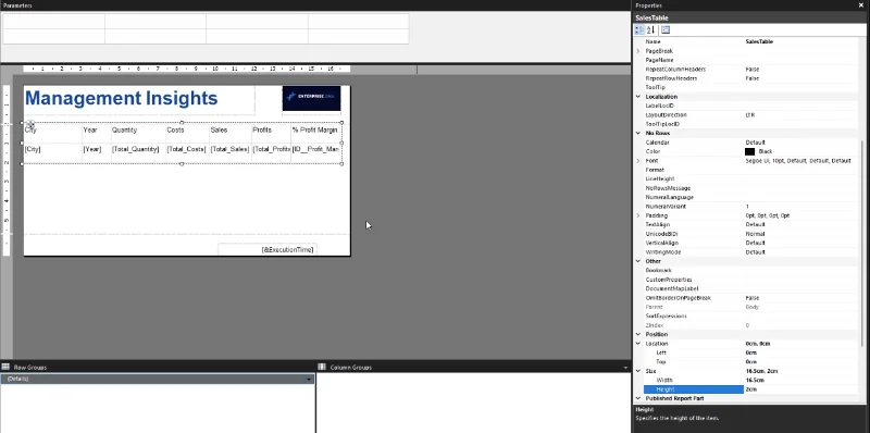 Report Builder-veiledning: Hvordan legge til en tabell