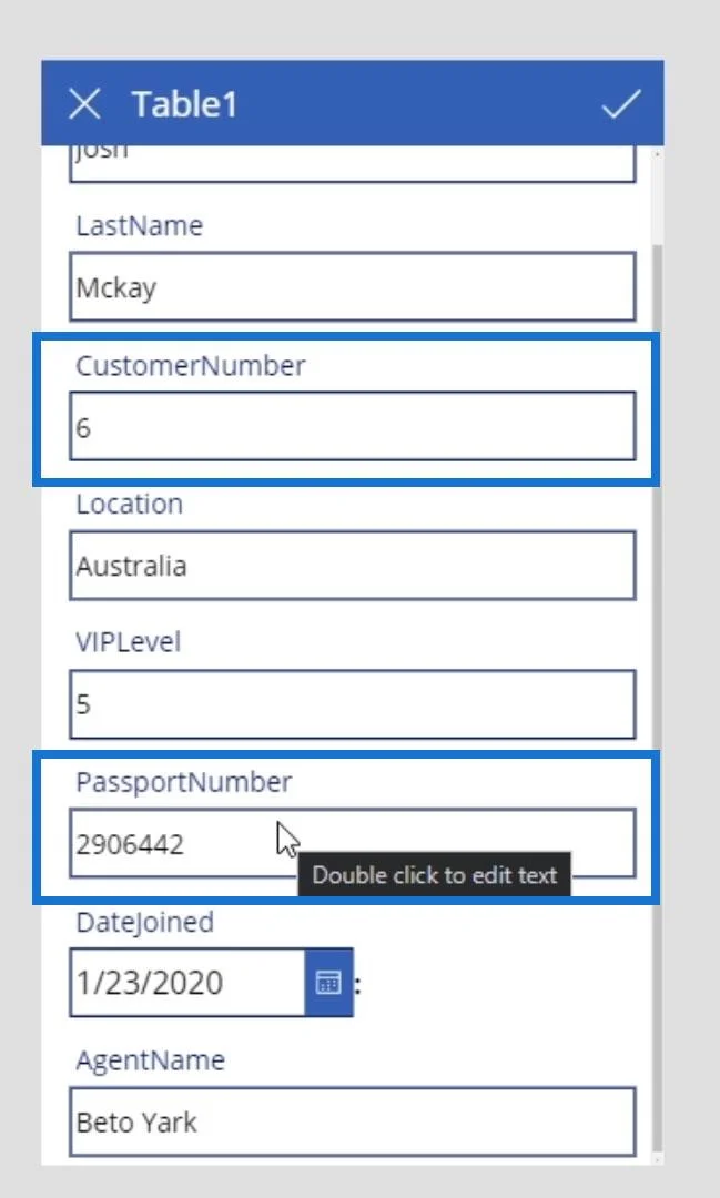 PowerApps-näyttö: muokkaaminen ja päivittäminen