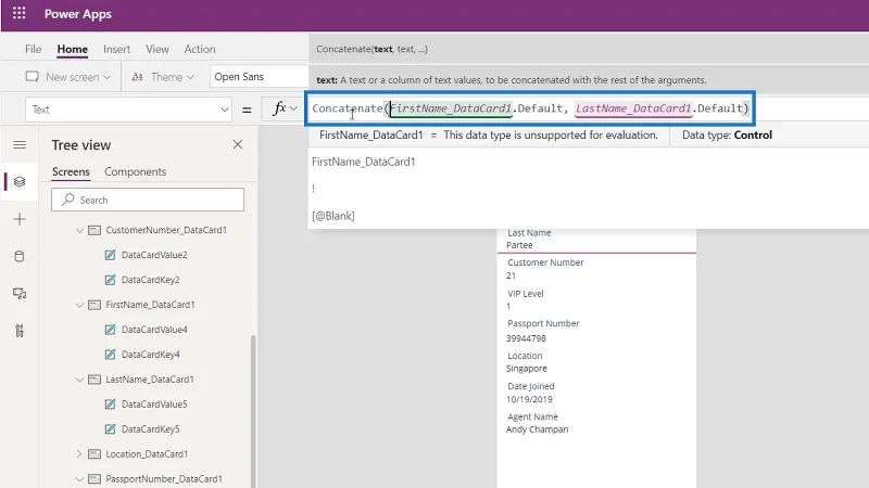 PowerApps-datakort og eiendomstildeling