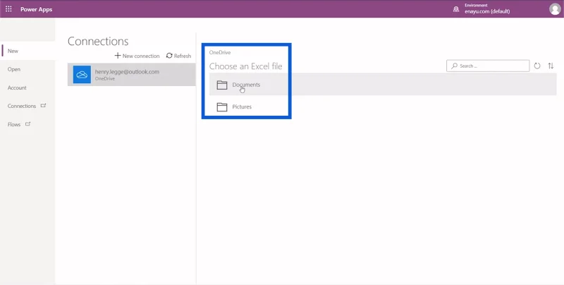 Power Apps-miljøoppsett: Koble til OneDrive og Google Drive