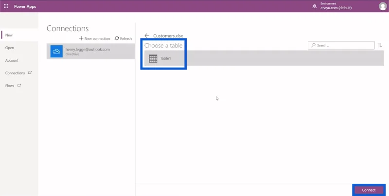 Power Apps-miljøoppsett: Koble til OneDrive og Google Drive