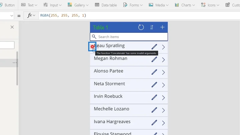 Príručka Microsoft Power Apps |  Kontrola chýb