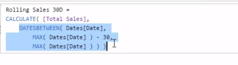 Beregn rullerende totaler ved å bruke DATESBETWEEN i LuckyTemplates
