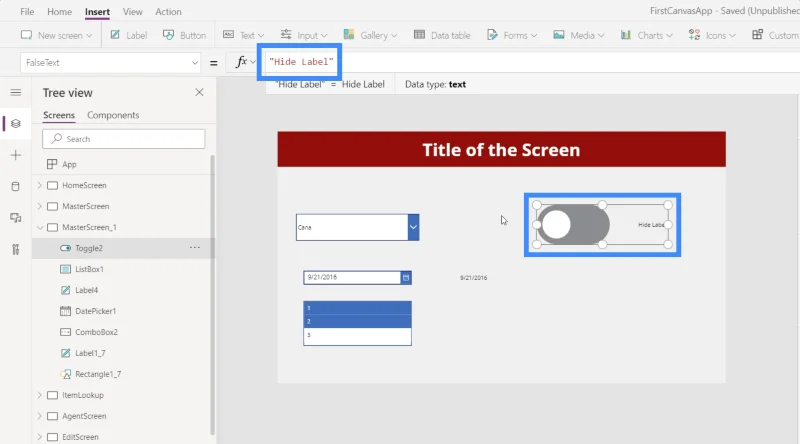 Bemeneti elemek és használatuk a Power Apps-ben