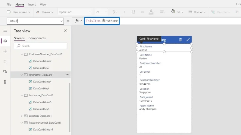 PowerApps-datakort og eiendomstildeling