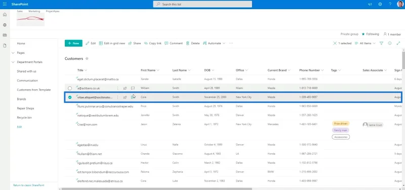 Versiohistoria SharePoint-luetteloissa