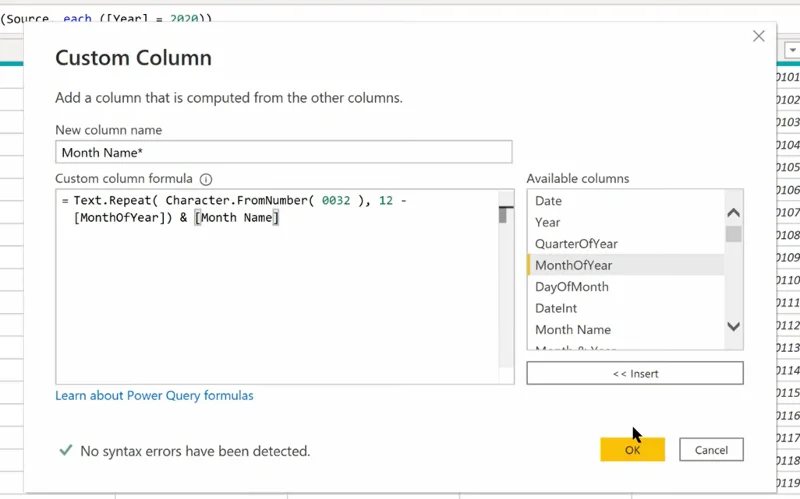 DAX And ​​Power Query |  Opprette selvsorteringskolonner