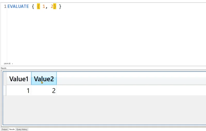 DAX Studio EVALUATE Eksempel