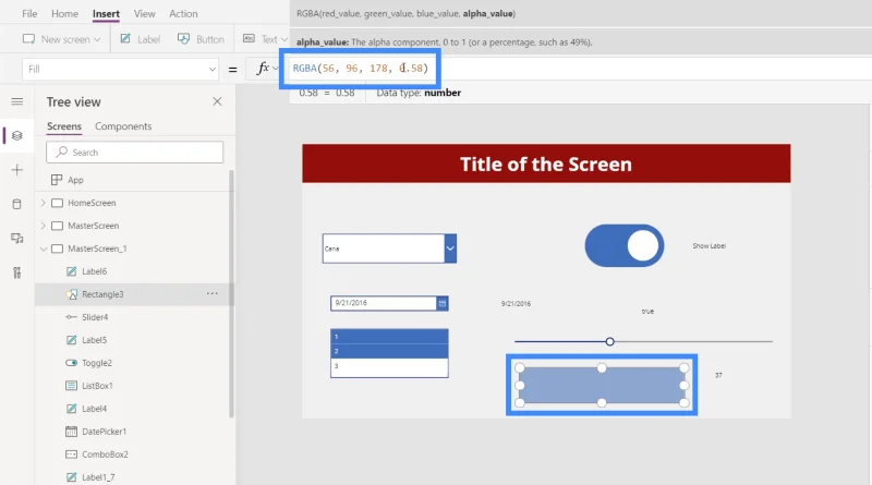 Bemeneti elemek és használatuk a Power Apps-ben