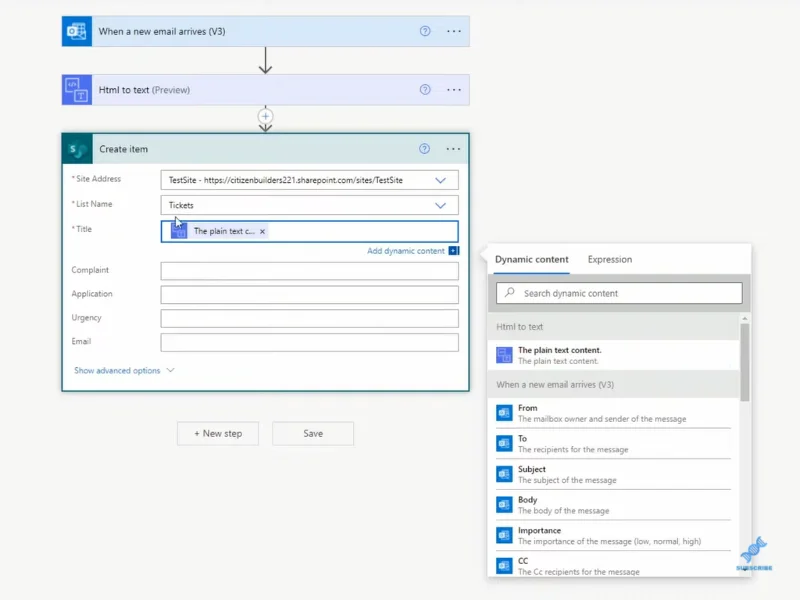 Hvordan analysere e-poster og fylle ut SharePoint-lister i Power Automate