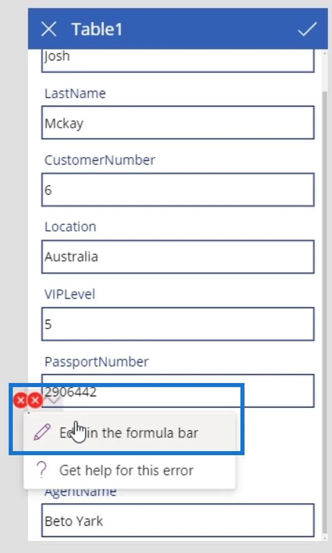 PowerApps-näyttö: muokkaaminen ja päivittäminen